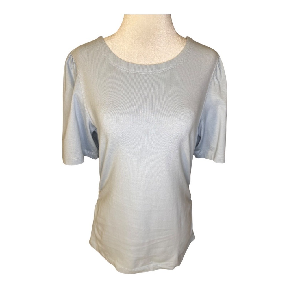 Madewell Light Feather Blue Side-Cinch Puff-Sleeve Tee Size Medium NWT